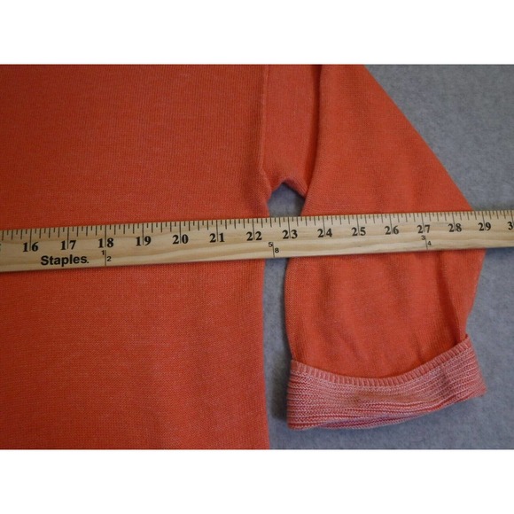 Chico's Women's Sweater Size 2 with Pockets Boat Neck 3/4 Sleeve Pullover Orange - Picture 5 of 8